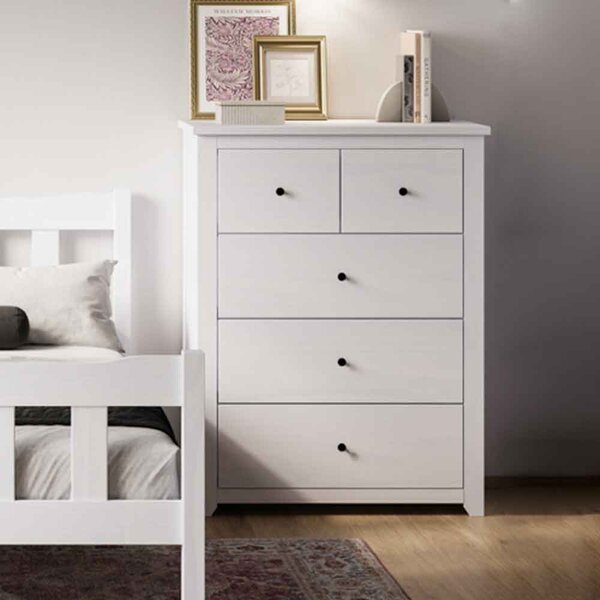Havanan Wooden Chest Of 5 Drawers - White