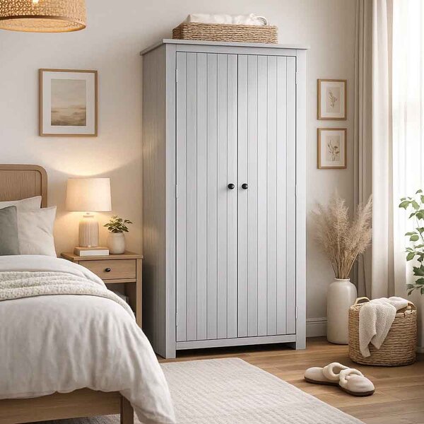 Havanan Wooden Wardrobe With 2 Doors - Grey