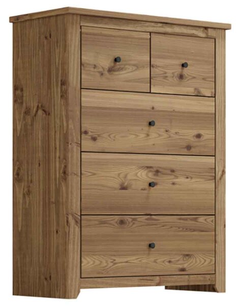 Havanan Wooden Chest Of 5 Drawers - Natural Pine