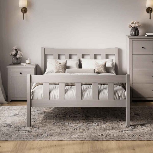 Havanan Wooden King Size Bed - Grey