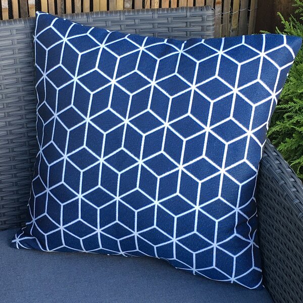 Set of 2 Geometric Scatter Outdoor Cushions Blue