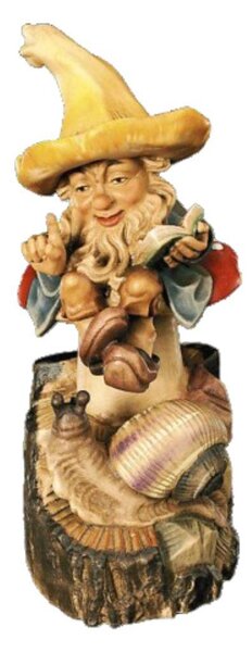 Dwarf with snail wooden decoration