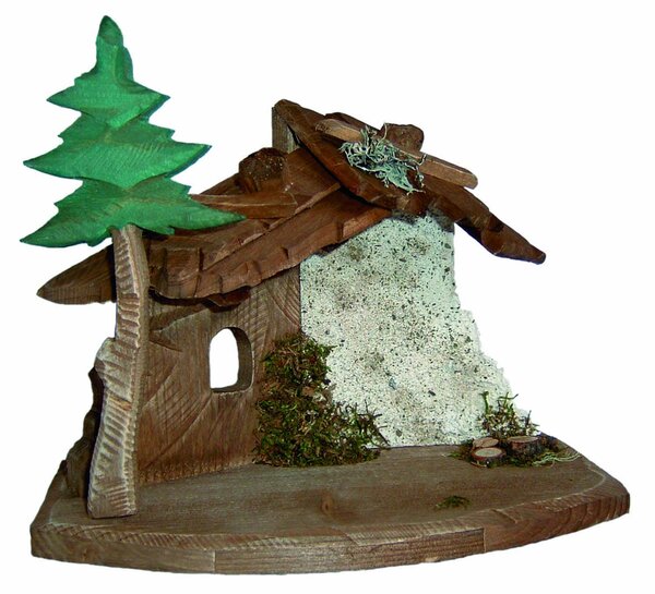 Wooden Nativity Stable Tanne