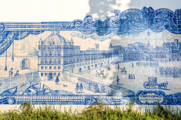 Photography Blue tiles on a wall in old town of Lisbon, Santiago Urquijo