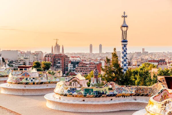 Photography Barcelona cityscape with Sagrada Familia seen, Alexander Spatari