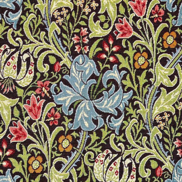William Morris Golden Lily Tapestry Fabric Ebony