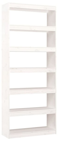 Book Cabinet/Room Divider White 80x30x199.5 cm Solid Wood Pine