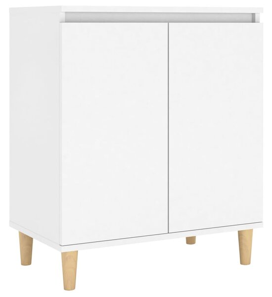 Sideboard with Solid Wood Legs White 60x35x70 cm Engineered Wood