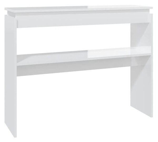 Console Table High Gloss White 102x30x80 cm Engineered Wood