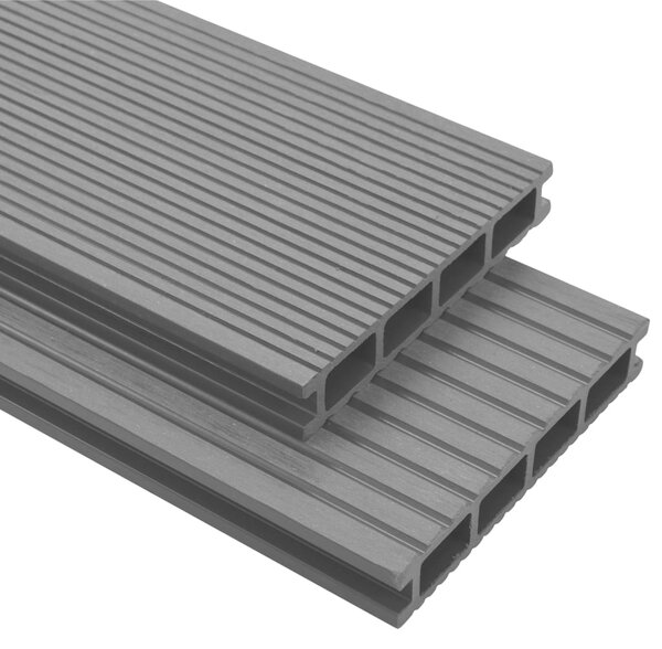 WPC Decking Boards with Accessories 16 m² 2.2 m Grey