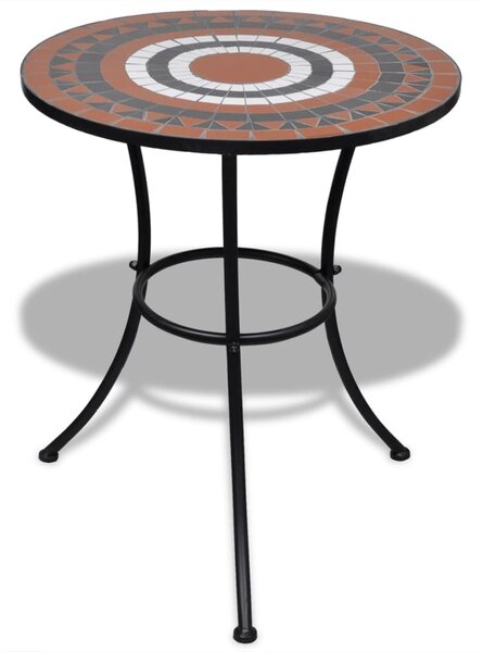 3 Piece Bistro Set Ceramic Tile Terracotta and White