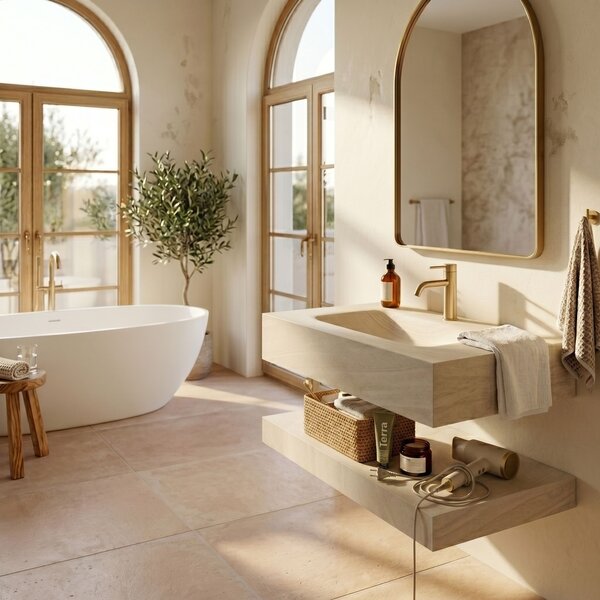Wall-Mounted Washbasin with Shelf Rea Apollo Gran Cloud Sky 80