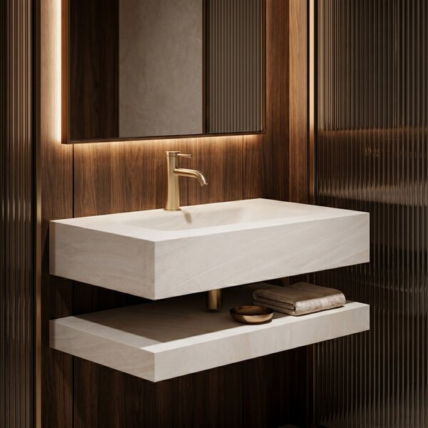 Wall-Mounted Washbasin with Shelf Rea Apollo Gran Cloud Sky 80