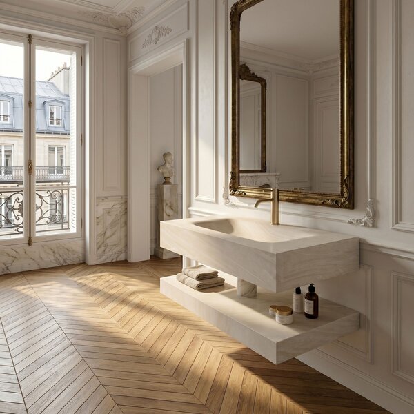 Wall-Mounted Washbasin with Shelf Rea Apollo Gran Cloud Sky 80