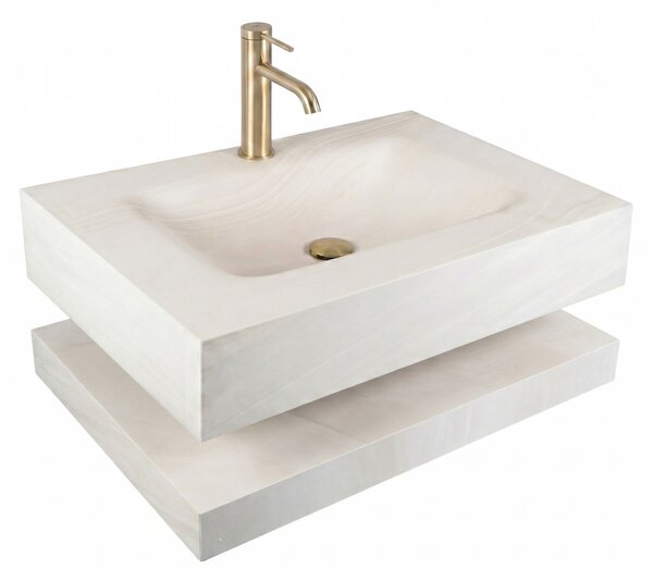 Wall-Mounted Washbasin with Shelf Rea Apollo Gran Cloud Sky 80