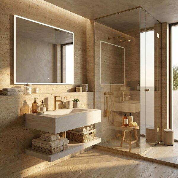 Wall-Mounted Washbasin with Shelf Rea Apollo Gran Cloud Sky 80