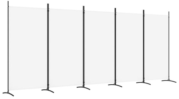 5-Panel Room Divider White 433x180 cm Fabric