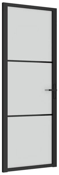 Interior Door 76x201.5 cm Black Matt Glass and Aluminium