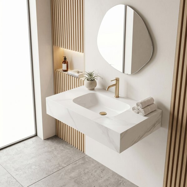 Wall-hung washbasin REA Aresa Belt White 80
