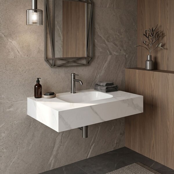 Wall-hung washbasin REA Aresa Belt White 80
