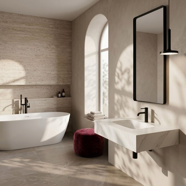 Wall-hung washbasin REA Aresa Belt White 80