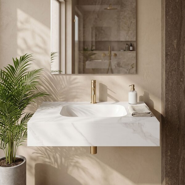 Wall-hung washbasin REA Aresa Belt White 80