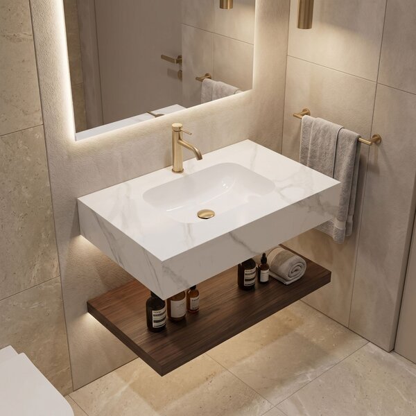 Wall-hung washbasin REA Aresa Belt White 80
