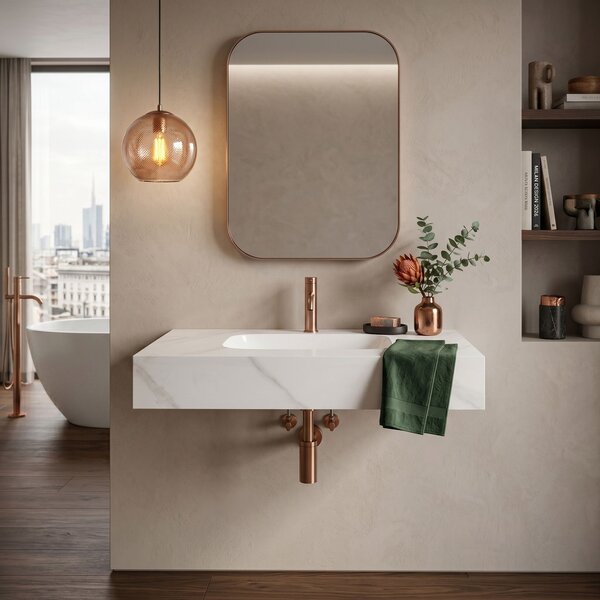 Wall-hung washbasin REA Aresa Belt White 80