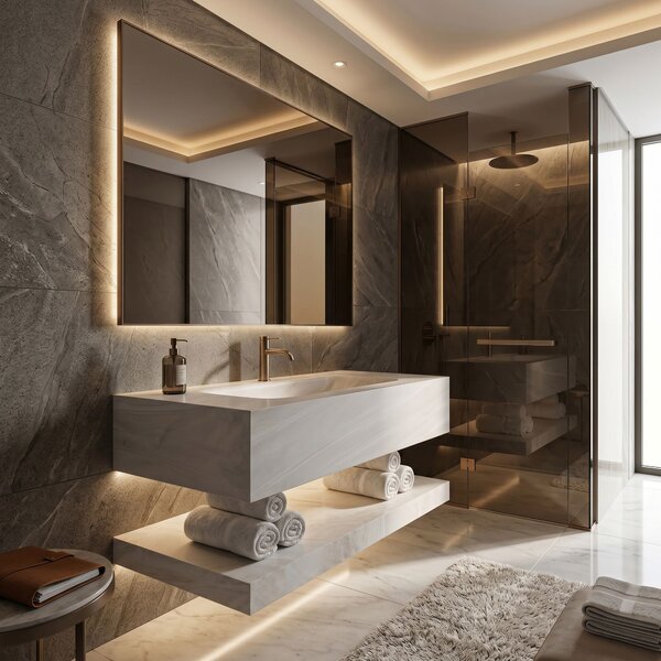 Wall-Mounted Washbasin with Shelf Rea Apollo Gran Cloud Sky 70