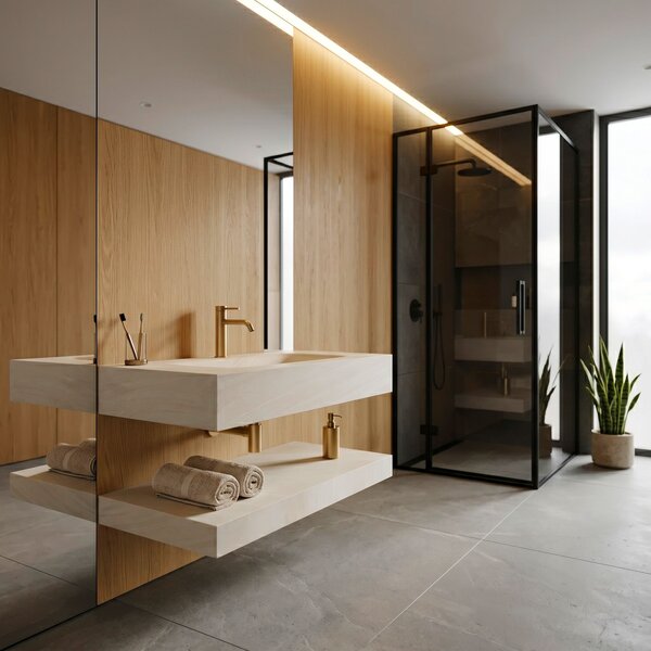 Wall-Mounted Washbasin with Shelf Rea Apollo Gran Cloud Sky 70