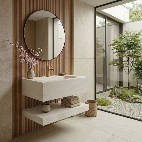 Wall-Mounted Washbasin with Shelf Rea Apollo Gran Cloud Sky 70