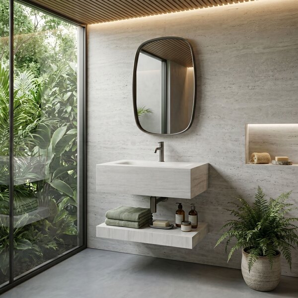 Wall-hung washbasin with a shelf Rea Apollo Muralto Roma 70