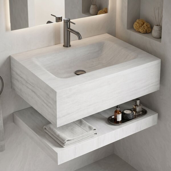 Wall-hung washbasin with a shelf Rea Apollo Muralto Roma 70