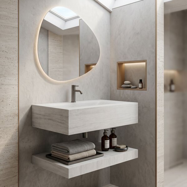 Wall-hung washbasin with a shelf Rea Apollo Muralto Roma 70