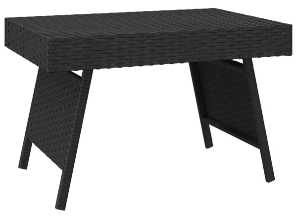 Foldable Side Table Black 60x40x38 cm Poly Rattan