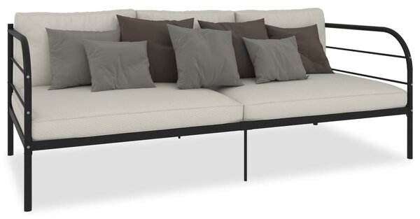 284673 DayBed Frame without Mattress Black Metal 90x200 cm