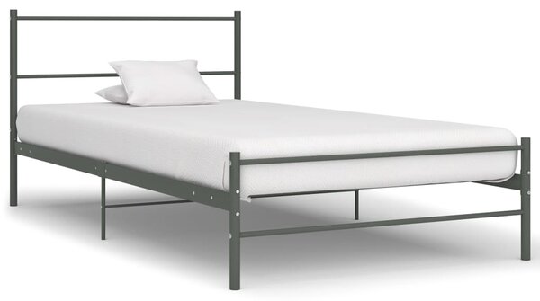 284685 Bed Frame without Mattress Grey Metal 100x200 cm