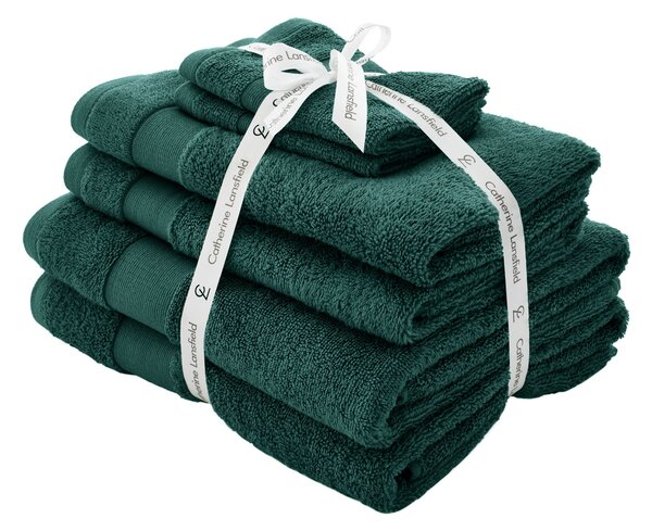 Catherine Lansfield Anti Bacterial Six Towel Bale Towels Forest Green