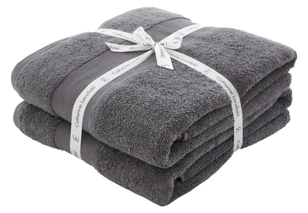 Catherine Lansfield Anti Bacterial Two Bath Sheet Towels Charcoal