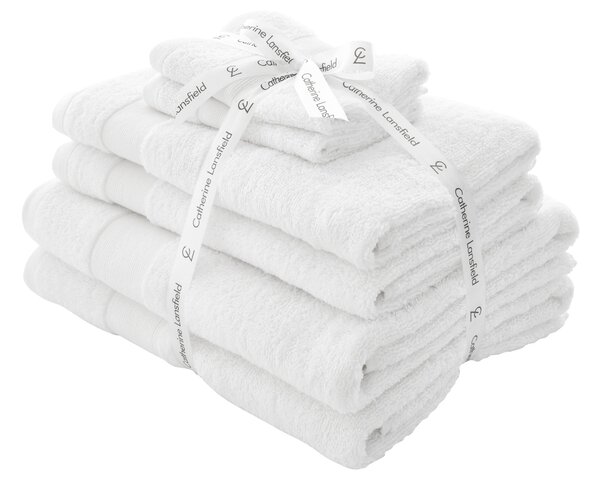 Catherine Lansfield Anti Bacterial Six Towel Bale Towels White