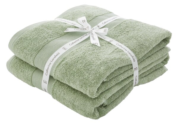 Catherine Lansfield Anti Bacterial Two Bath Sheet Towels Sage