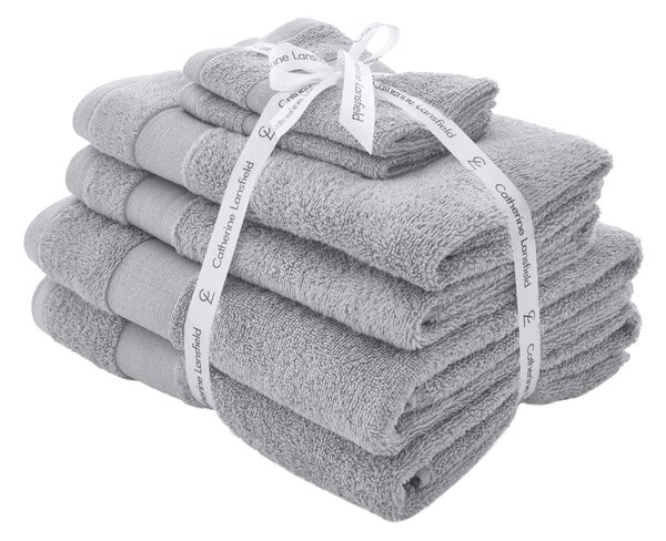 Catherine Lansfield Anti Bacterial Six Towel Bale Towels Silver