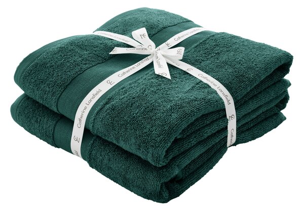 Catherine Lansfield Anti Bacterial Two Bath Sheet Towels Forest Green