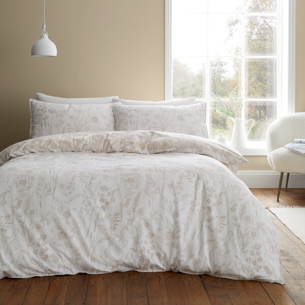 Bianca Brushed Floral Toile Duvet Cover Bedding Set Natural