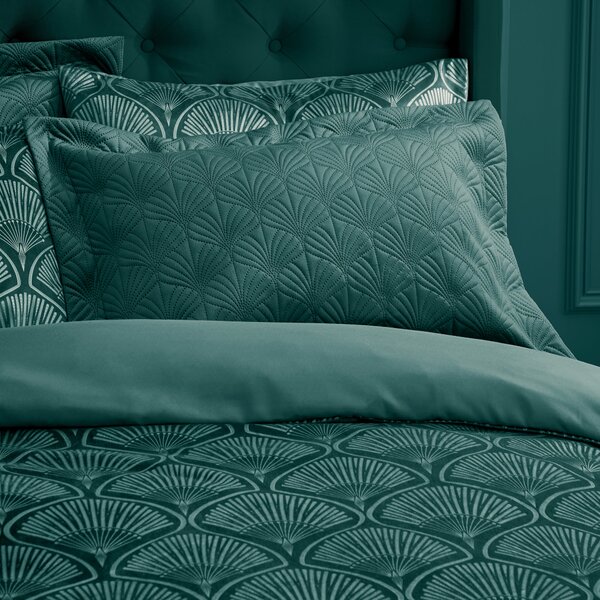 Catherine Lansfield Art Deco Pearl Pair Pillow Protectors Teal