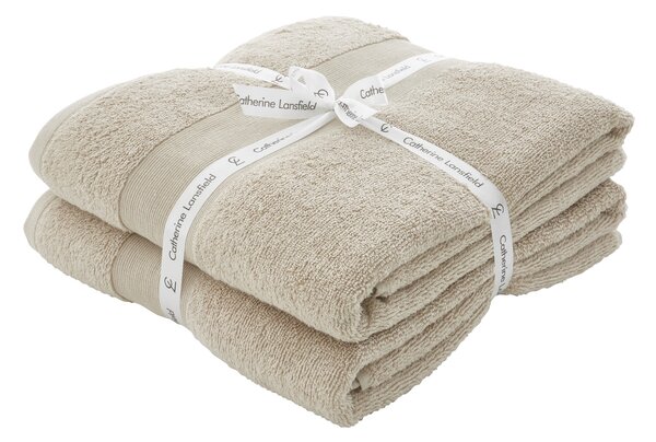 Catherine Lansfield Anti Bacterial Two Bath Sheet Towels Natural