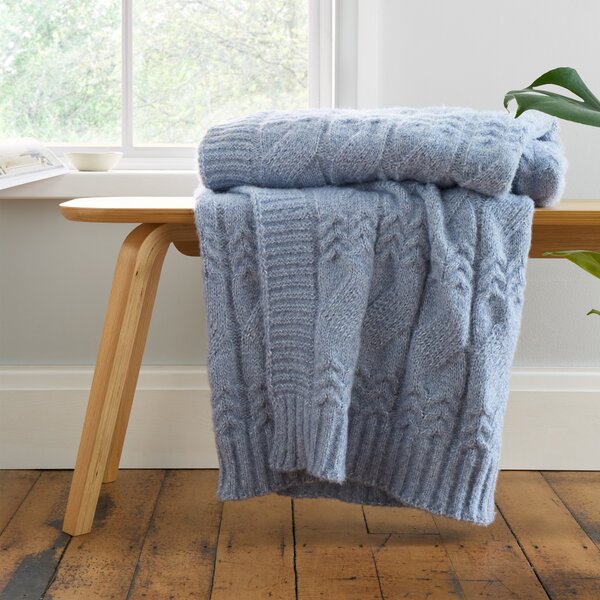 Bianca Cable Knit 150cm x 200cm Throw Blue