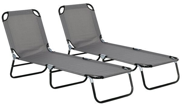Outsunny Patio Sun Lounger with 5-Position Adjustable Backrest, Weather-Resistant Oxford Fabric, Grey Aosom UK