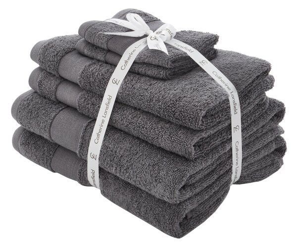 Catherine Lansfield Anti Bacterial Six Towel Bale Towels Charcoal