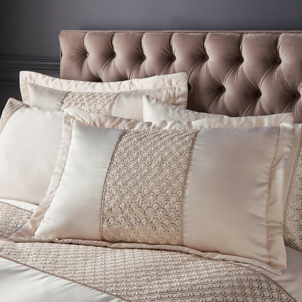 Catherine Lansfield Deco Sequin Pair Pillow Protectors Champagne
